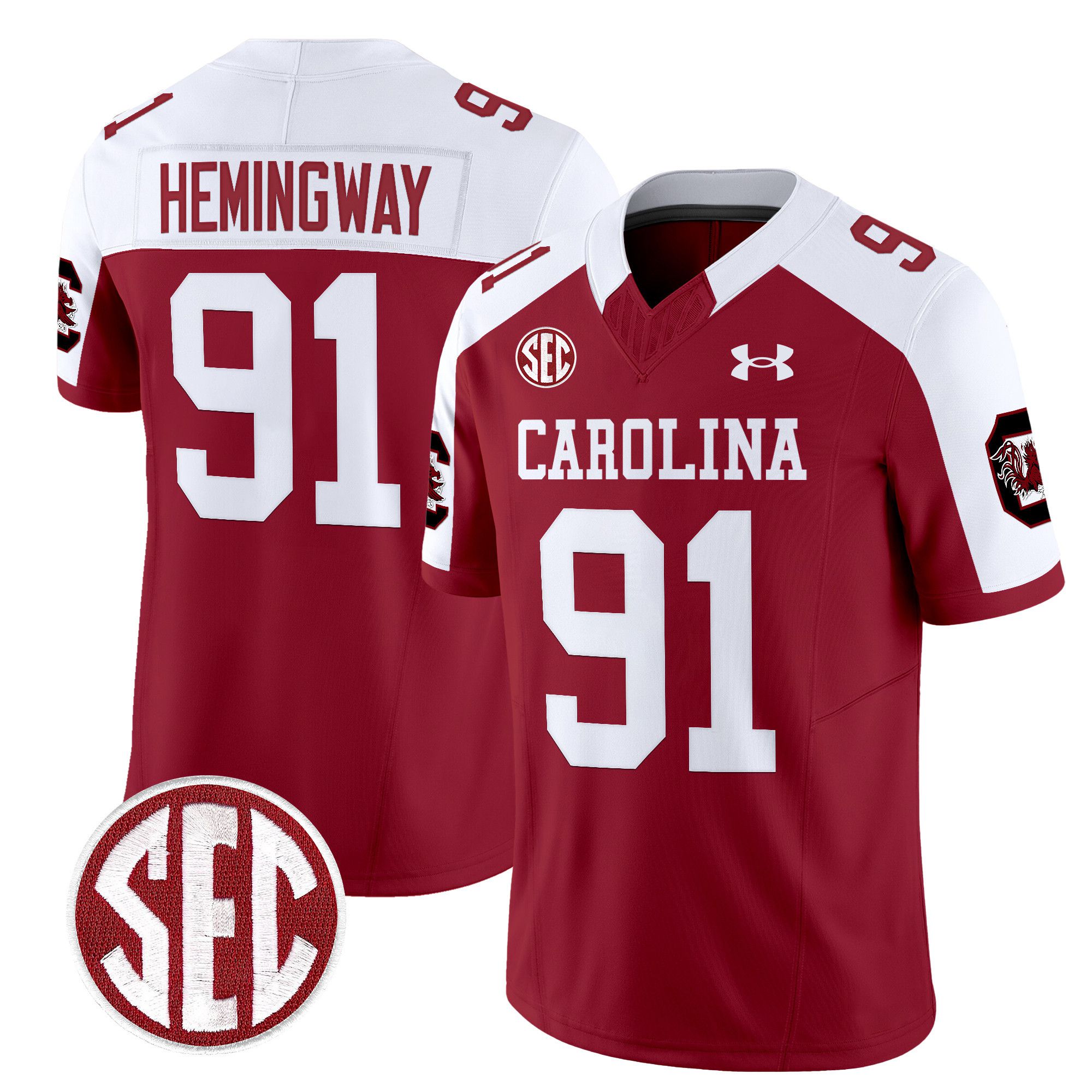 Men South Carolina Gamecocks #91 Hemingway Red 1980 Throwback Vapor Limited 2024 NCAA Jersey style 1